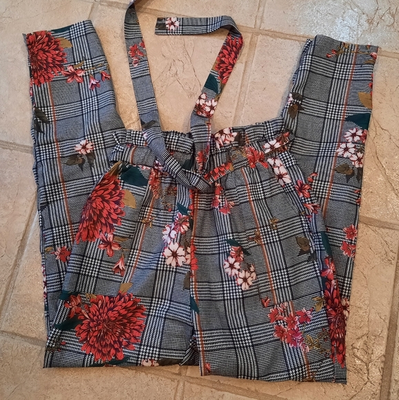 New paper bag pants XS floral houndstooth - Picture 2 of 3